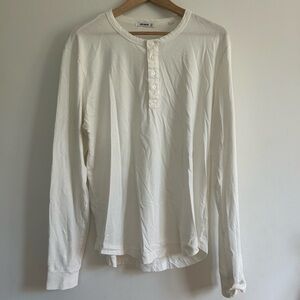 Buck Mason Men's White Henley Shirt NWOT